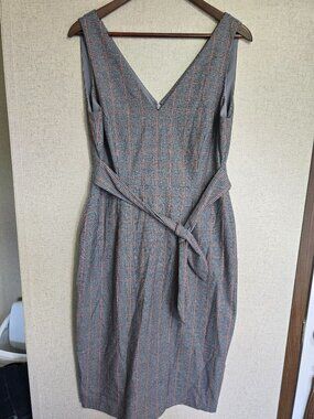 Antonio Melani Womens Plaid Sleeveless Sheath Dress With Belt Size 10